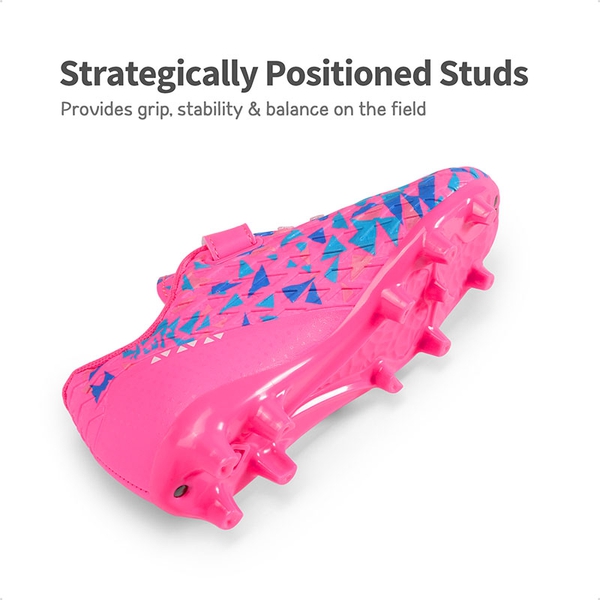 Kids Hook-and-loop Strap Soccer Cleats - HOT PINK ROYALBLUE - 2